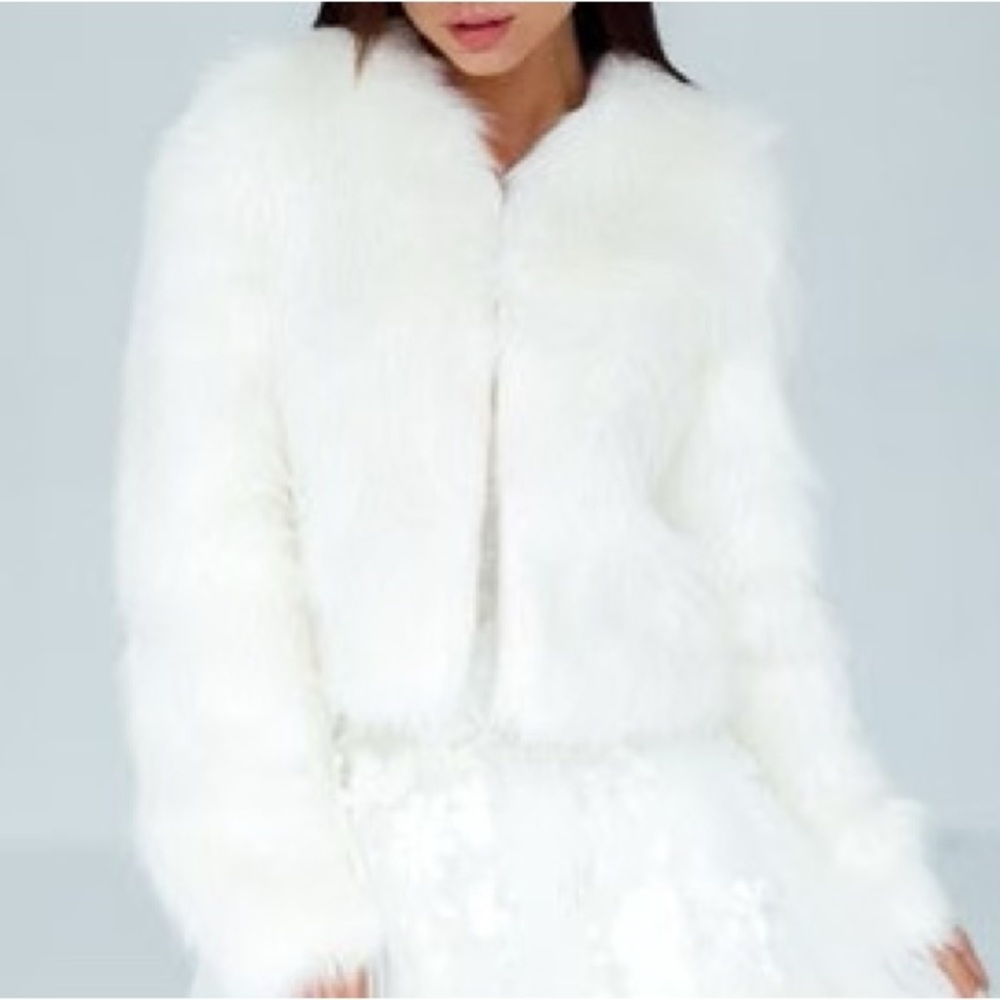 White Faux Fur Bolero Jacket